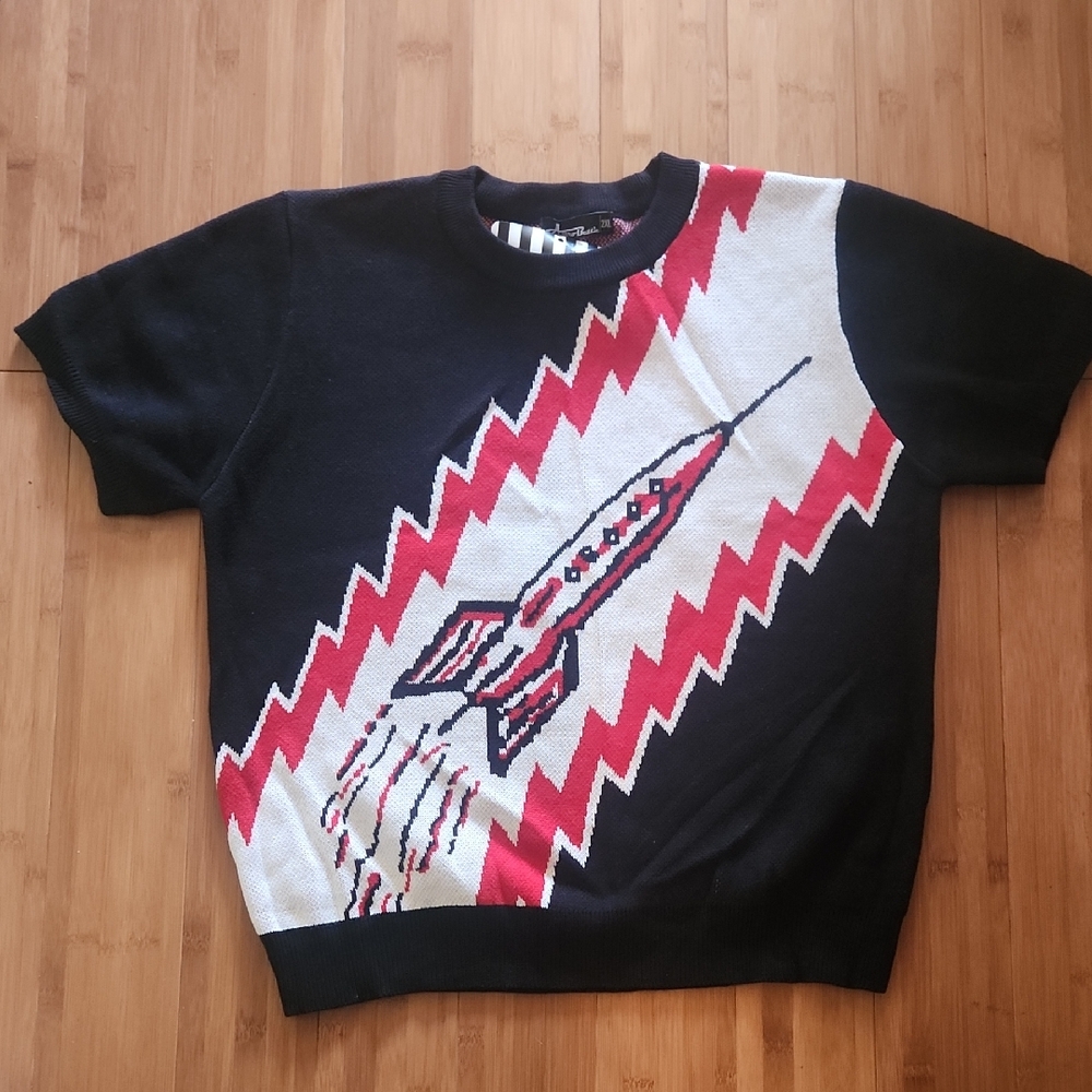 Black and Red Rocket Graphic Women's Top